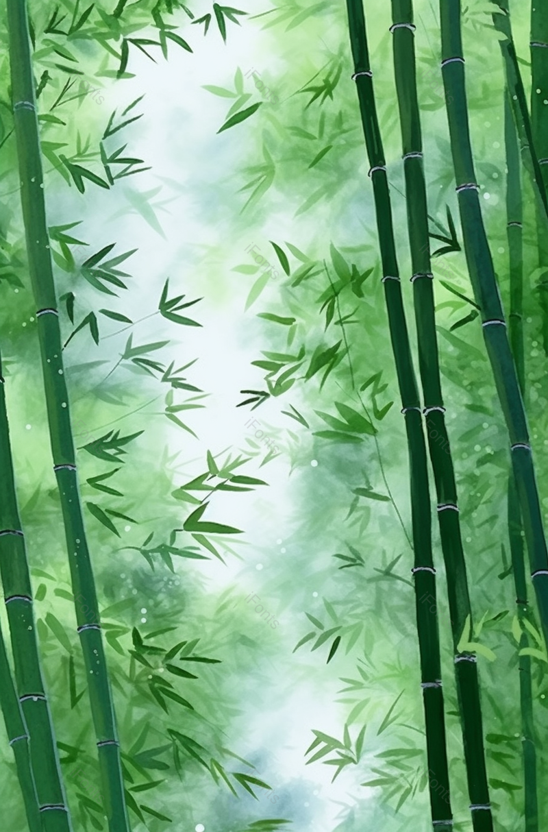 中国风春天季节里绿色竹林竹叶竹子文艺清新插画背景,插画/手绘图,插画/手绘图库,插画/手绘图下载,插画/手绘